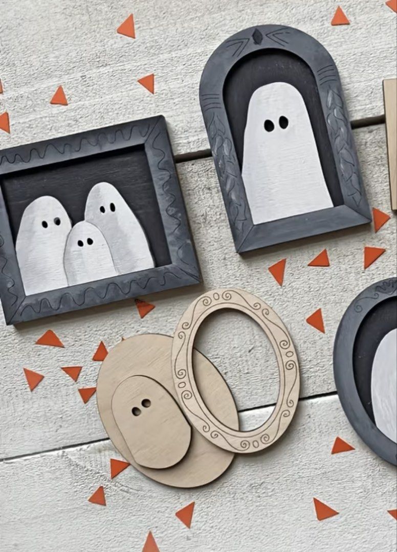 DIY Halloween GHOSTIES WOODEN FRAME (Category: Art & Prints) located in Manila. Submitted by epicdolphin.86649e (Listing ID 1459455822, Image 1). Description: Pre-cut wooden frames that can be painted for halloween crafts.
