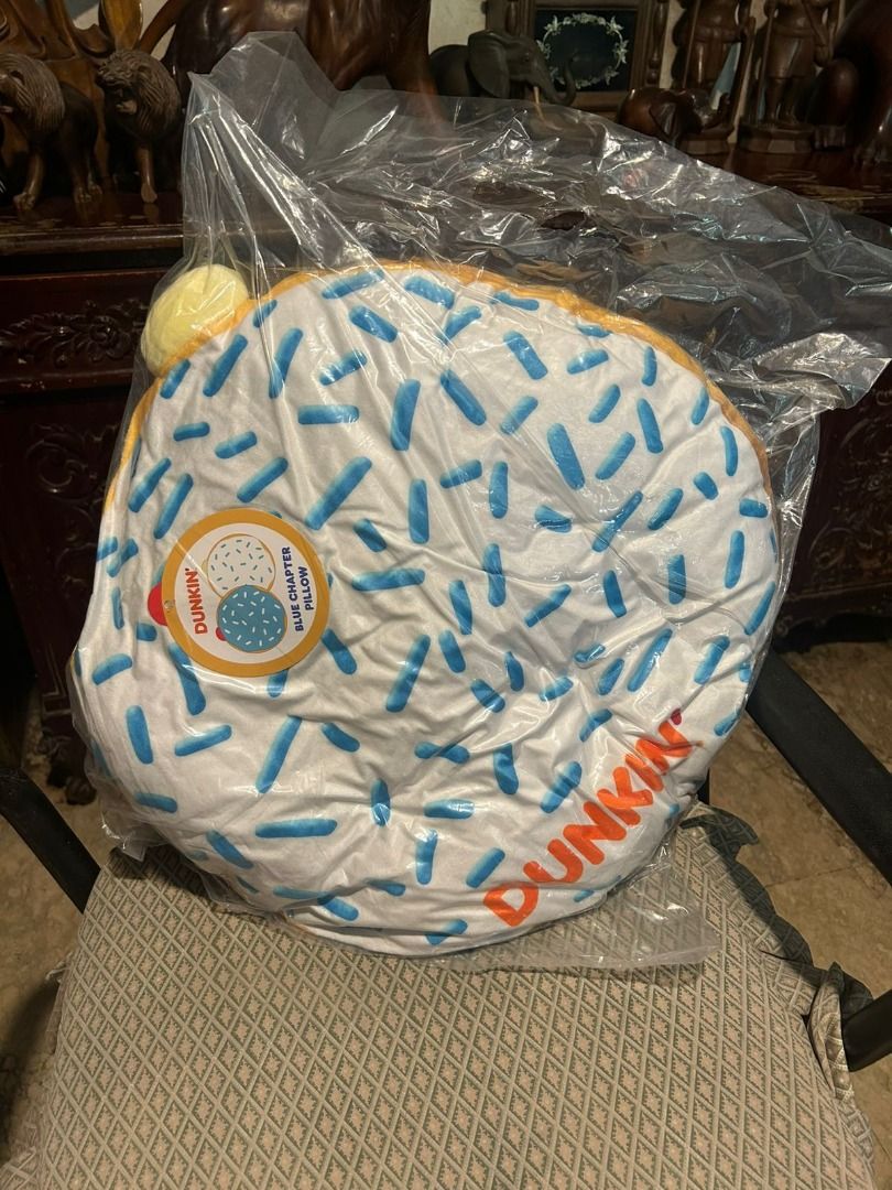 Dunkin' Blue Sprinkles Donut Pillow (Category: Bedding & Towels) located in Las Pinas. Submitted by whatzupriley (Listing ID 1459319526, Image 1). Description: - Adorable Dunkin' donut design - white sprinkles - Features the official Dunkin' logo - Comes in original packaging (brand new) - Ideal for Dunkin' fans, room decoration, or as a gift .