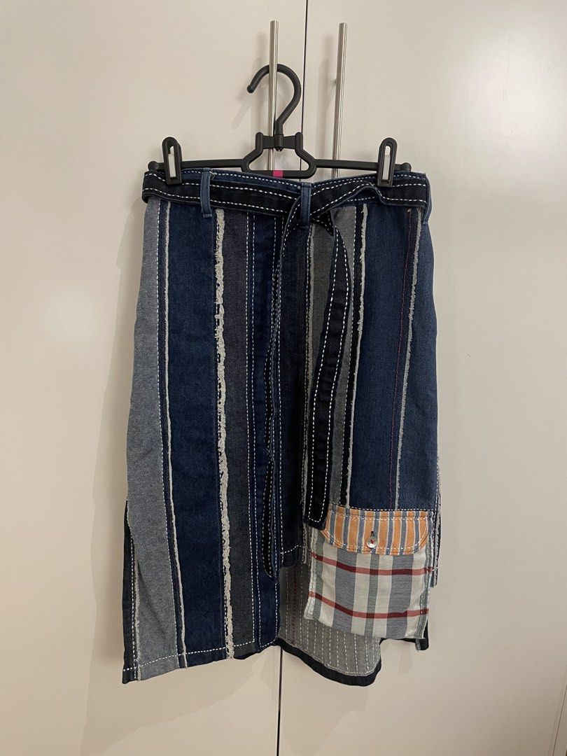 Edited Limited Patchwork Denim Midi Skirt with Belt (Category: Skirts) located in Manila. Submitted by fctuy (Listing ID 1459398653, Image 2). Description: - Local Designer - Bought in Arte Fino - Can fit size Small - Medium 26.5in Length.