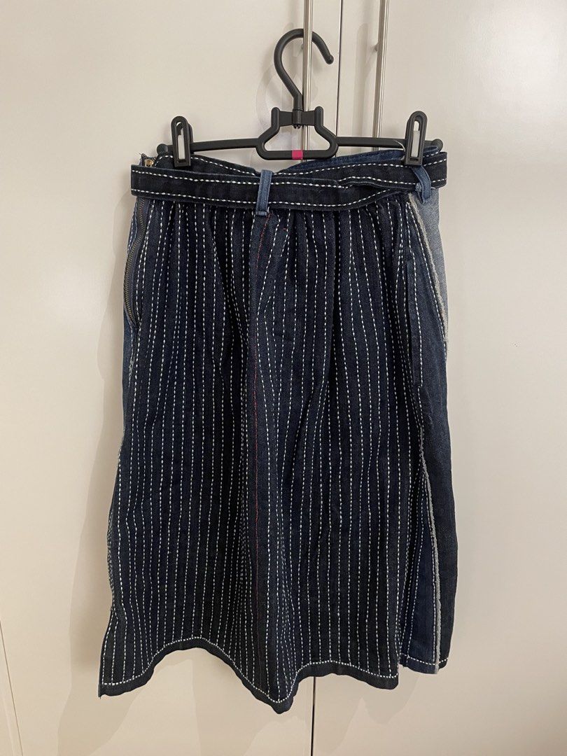 Edited Limited Patchwork Denim Midi Skirt with Belt (Category: Skirts) located in Manila. Submitted by fctuy (Listing ID 1459398653, Image 3). Description: - Local Designer - Bought in Arte Fino - Can fit size Small - Medium 26.5in Length.