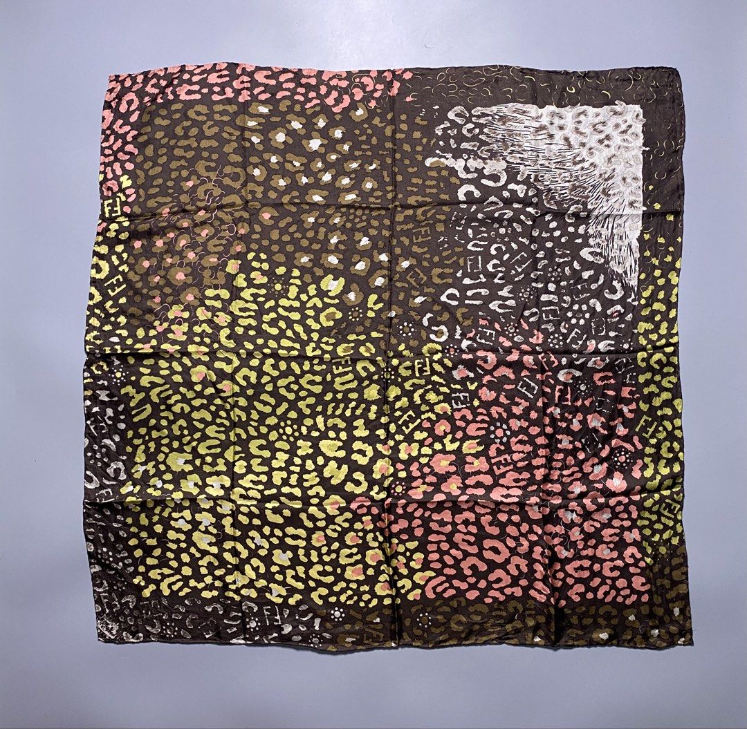 Fendi Leopard Silk Scarf (Category: Luxury Accessories) located in Bacolod City. Submitted by quiarakazelxx (Listing ID 1459420644, Image 1). Description: Material: Silk Size: Medium Flaws: None •like new Pm for more details📩.
