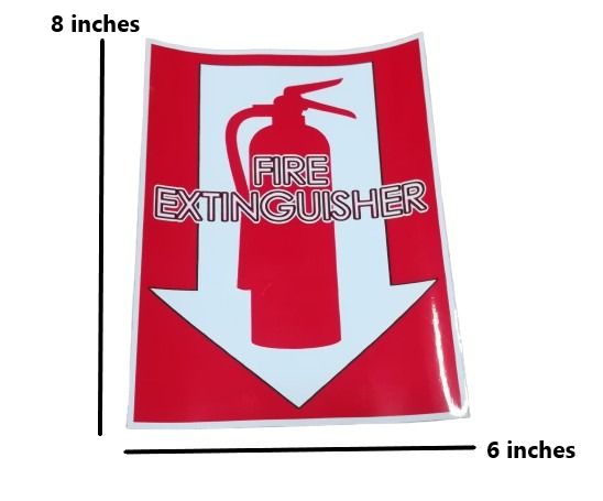 Fire Extinguisher Sticker Safety Signage (Category: Industrial Equipment) located in Manila. Submitted by townlites (Listing ID 1459314248, Image 2). Description: Paper sticker Ideal for Indoor use This safety sign clearly highlights where fire extinguishers are located in the workplace. Color: Red Sticker Size: 8 inches x 6 inches Brand new.