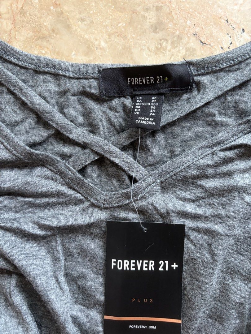 Forever 21 Longsleeve Top, Gray (Category: Longsleeves) located in Quezon City. Submitted by tidyup.lara (Listing ID 1459291617, Image 3). Description: Size 3X Shoulder 20” Bust 40”+ Waist 40”+ Length 31” Condition 8/10: unused, just stored, but in good condition .