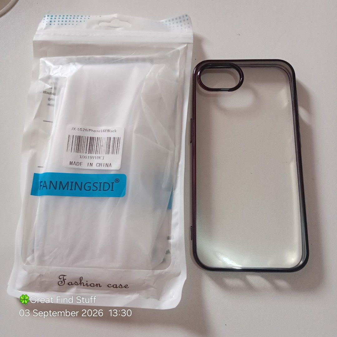 [GFS] Iphone 16 Clear Soft Case with Black edge (Category: Cases & Sleeves) located in Quezon City. Submitted by greatfindstuff (Listing ID 1459334560, Image 1). Description: 📌Condition • Never Been Used • from Japan • As is • no box 📍Novaliches, Quezon City 🛵 Lalamove • Self Pick up • Grab 💰Gcash • Maya • BPI • Cash on pick up #Iphone16Case#Ip16softcase .