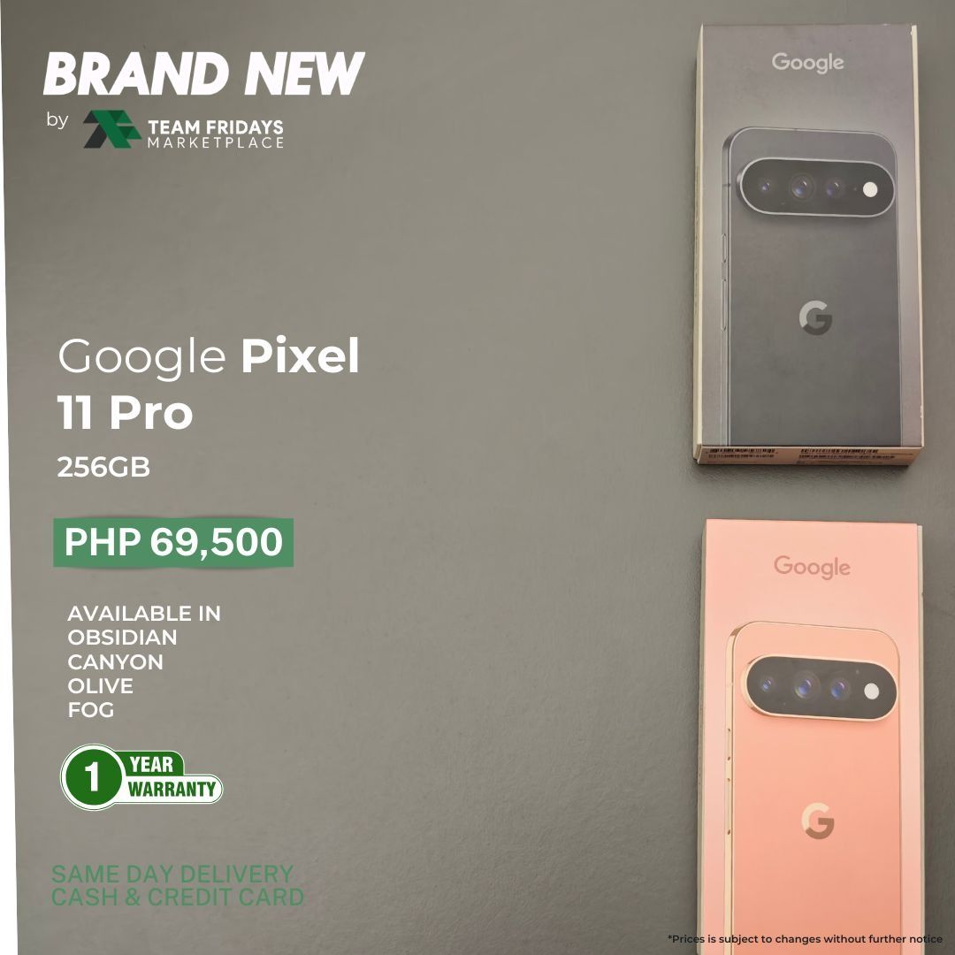 Google Pixel 11 Pro XL (256GB) (Category: Google Pixel) located in Quezon City. Submitted by teamfridaysmarketplace (Listing ID 1459316455, Image 1). Description: Google Pixel 11 Pro XL (256GB) Openline SALE Price: Php79500 The unit is in excellent condition Warranty: 7 Days Money Back Guaranteed 1 year Google Assistance Warranty Package: complete standard package Description - 256GB - SG Variant - Guaranteed No defects and NOT Refurbish!!! Globe