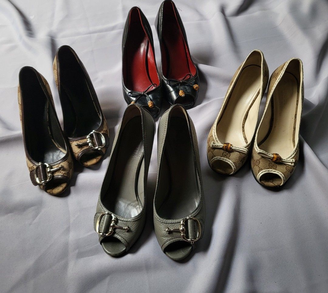 Gucci Authentic heels (grey, black, brown, beige) (Category: Heels) located in Paranaque City. Submitted by nvdluxurygoods (Listing ID 1459410808, Image 2). Description: (negotiable) size 36. 5 to 37 (depends on your feet) pm for inquiries to assist you what you see is what you get. original gucci yohooo super bet.