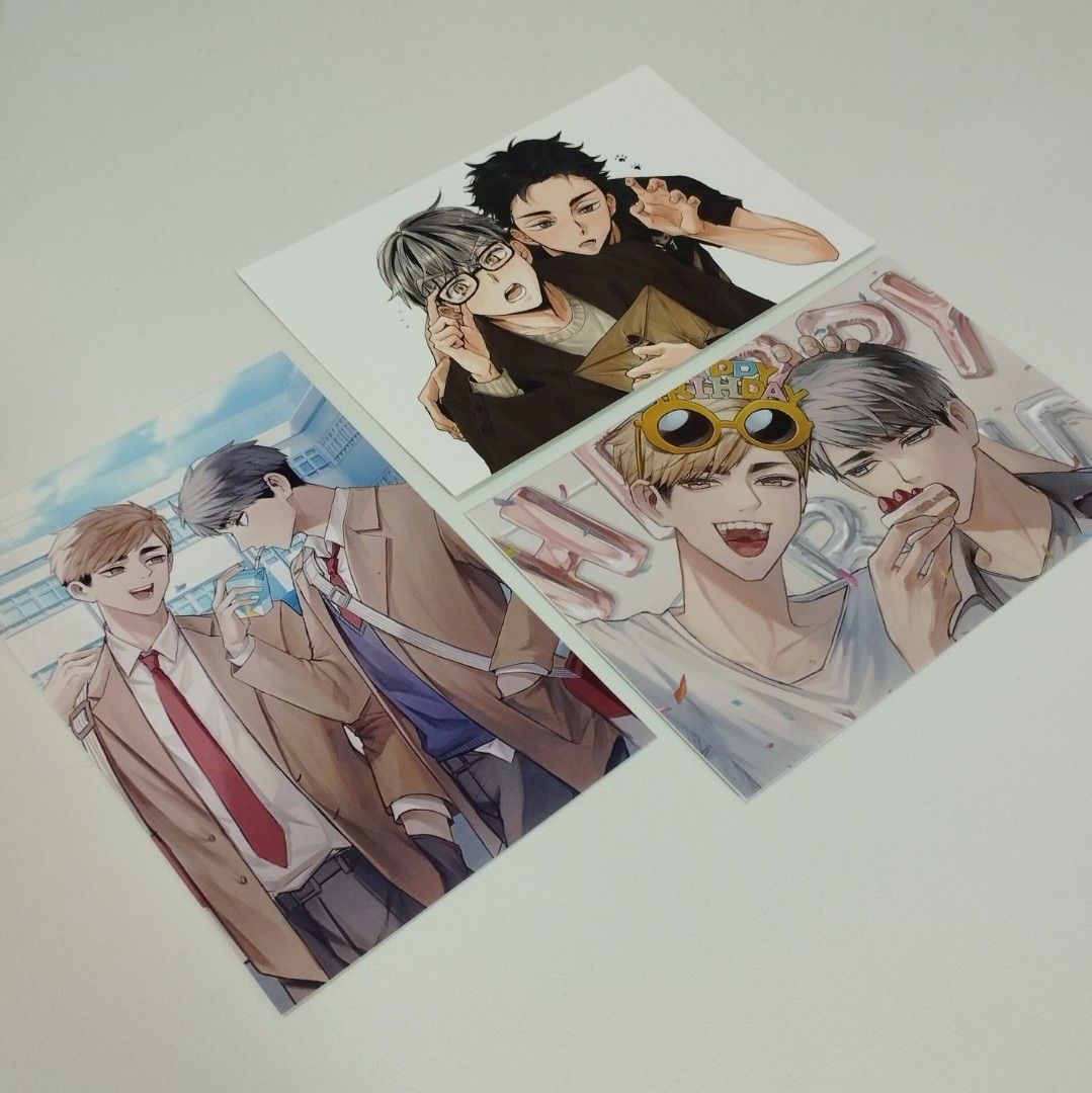 Haikyuu Miya Twins & BokuAka Prints (Category: Art & Prints) located in Caloocan City. Submitted by lavendrmails (Listing ID 1459410868, Image 1). Description: 𐔌 . 🪻 ⋮ ITEM DESCRIPTION .ᐟ ֹ ₊ ꒱ 𖥻 PHP70 each + pf & lsf 𖥻 MOP: gcash, gotyme or maribank 𖥻 WYSIWYG fb┊@lavndrmails .ᐟ t&cs┊https://rentry.co/lavendernotes.