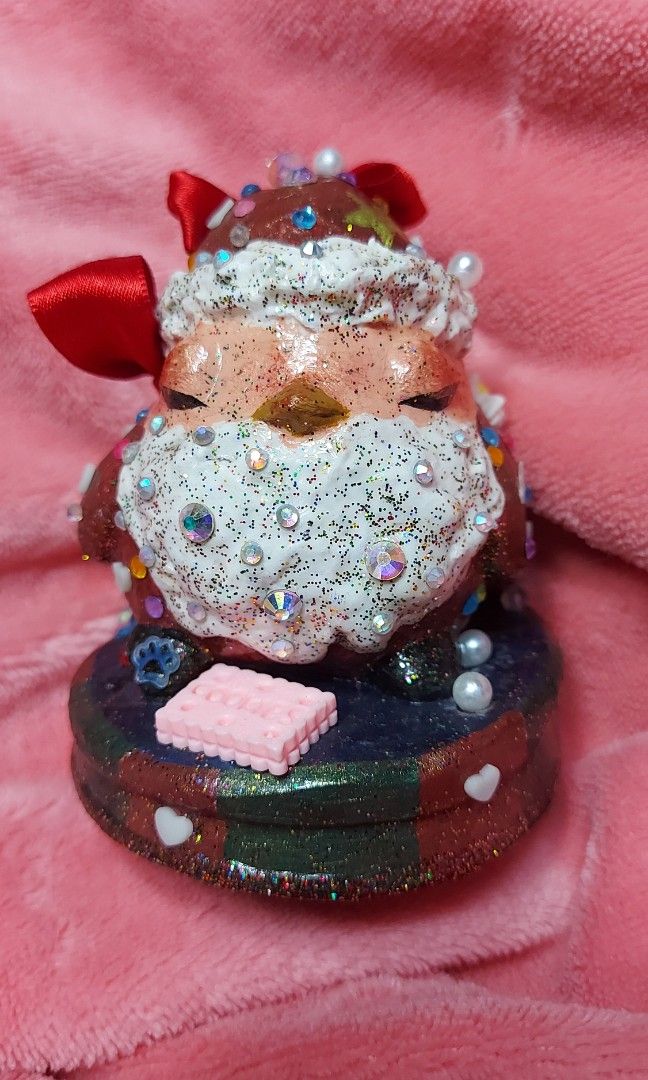 Handmade Christmas Bird Santa (Category: Figurines & Statues) located in Baguio. Submitted by veiledcelestial (Listing ID 1459296771, Image 3). Description: 1 of 1 🎄🎄 🎄 A Christmas Special 🎄 🎄🎄 Still, they are made out of the same source of clouds, sparkles, rainbows, stardust, and everything nice Year: 2022 Medium: Hand-made toy figurines made from plaster of parish, terra cotta, painted with acrylic paint with glitters, crystals, beads, a