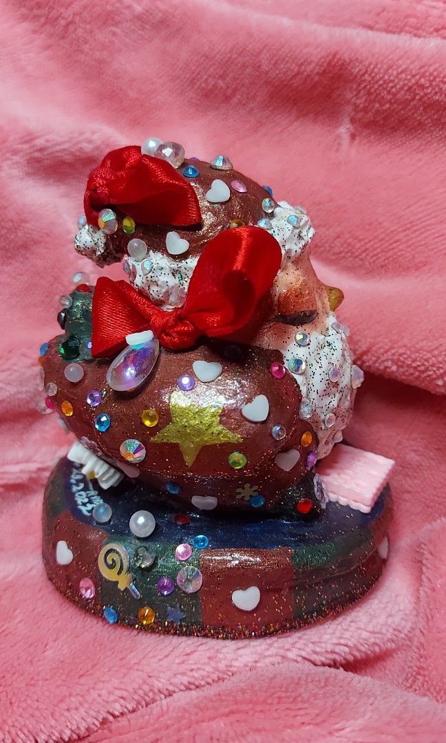 Handmade Christmas Bird Santa (Category: Figurines & Statues) located in Baguio. Submitted by veiledcelestial (Listing ID 1459296771, Image 1). Description: 1 of 1 🎄🎄 🎄 A Christmas Special 🎄 🎄🎄 Still, they are made out of the same source of clouds, sparkles, rainbows, stardust, and everything nice Year: 2022 Medium: Hand-made toy figurines made from plaster of parish, terra cotta, painted with acrylic paint with glitters, crystals, beads, a