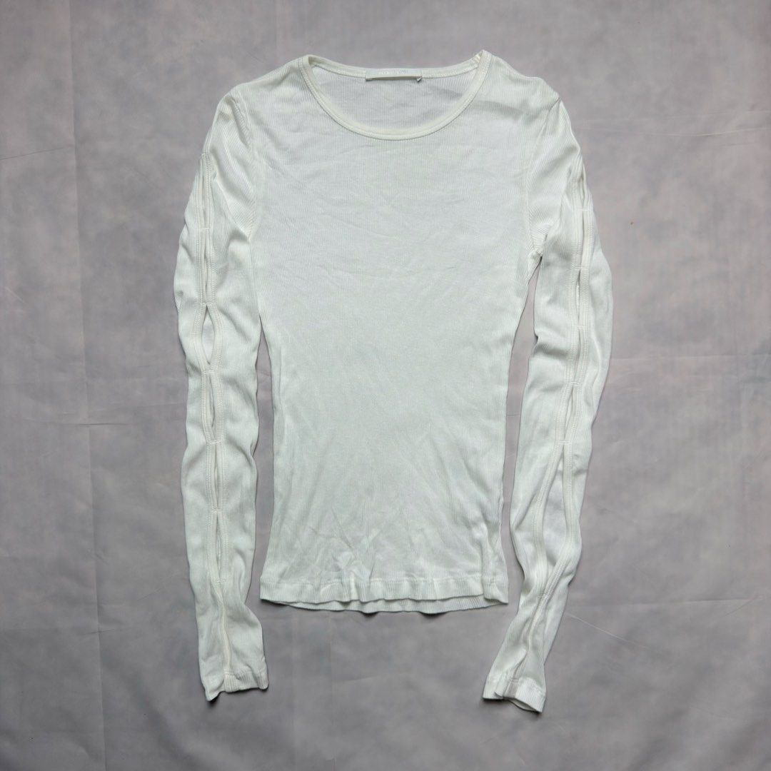HELMUT LANG - Slash Sleeve Top (Category: Longsleeves) located in Cavite. Submitted by gooditems.cavite (Listing ID 1459413220, Image 3). Description: Size medium Dimensions posted already Stretchy fabric Authentic No flaws Excellent condition.