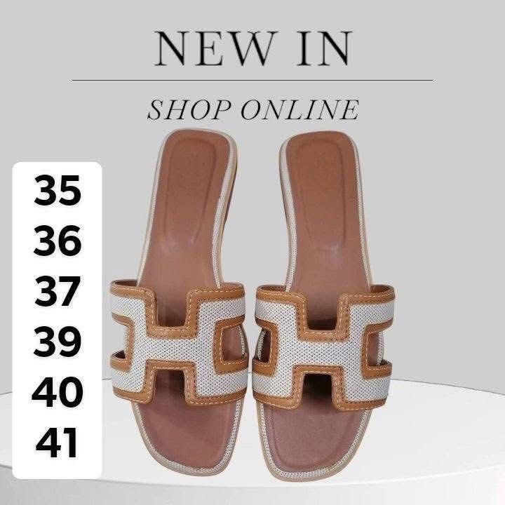 Hermes Oran (Tan & White) (Category: Slippers and slides) located in Manila. Submitted by lizzy.cloud (Listing ID 1459459502, Image 1). Description: Available size 35 36 37 38 39 40 41 with box.