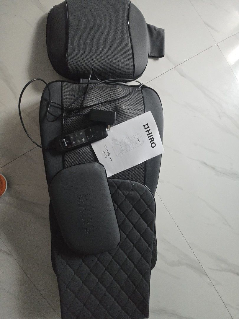 HIRO H-125 Massage Cushion with Remote (Category: Massage Devices) located in Rizal. Submitted by nads_a_m (Listing ID 1459323875, Image 2). Description: - HIRO H-125 Massage Cushion Set - Includes: Main cushion, neck pillow, separate seat cushion - Comes with remote control and user manual - Perfect for home relaxation - Fully functional and in good working condition BRAND NEW! Tinest lang pag dating tapos tinago na kaya never nagamit. PWEDENG P