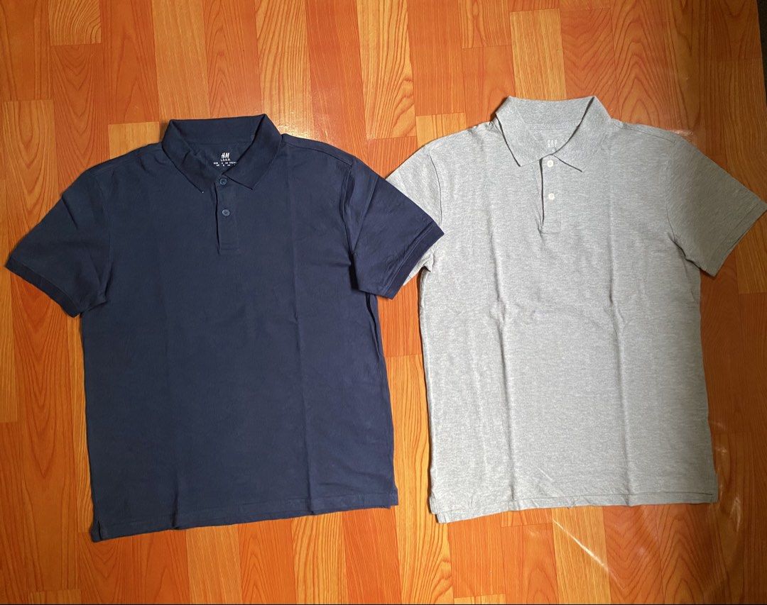 H&M and GAP Polo Shirts Bundle (Category: Tshirts & Polo Shirts ) located in Cebu City. Submitted by monflor (Listing ID 1459437130, Image 1). Description: - Bundle includes: 1 Navy Blue H&M Polo Shirt (Size S) & 1 Grey GAP Polo Shirt (Size S) - Style: Short-sleeved with classic collar and button placket - Versatile: Ideal for casual outings or smart casual ensembles Excellent condition No issue Price each 475 .
