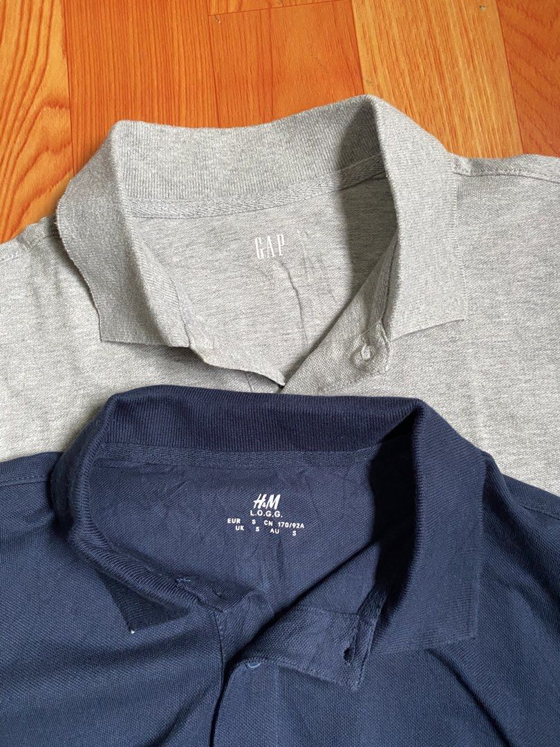 H&M and GAP Polo Shirts Bundle (Category: Tshirts & Polo Shirts ) located in Cebu City. Submitted by monflor (Listing ID 1459437130, Image 3). Description: - Bundle includes: 1 Navy Blue H&M Polo Shirt (Size S) & 1 Grey GAP Polo Shirt (Size S) - Style: Short-sleeved with classic collar and button placket - Versatile: Ideal for casual outings or smart casual ensembles Excellent condition No issue Price each 475 .
