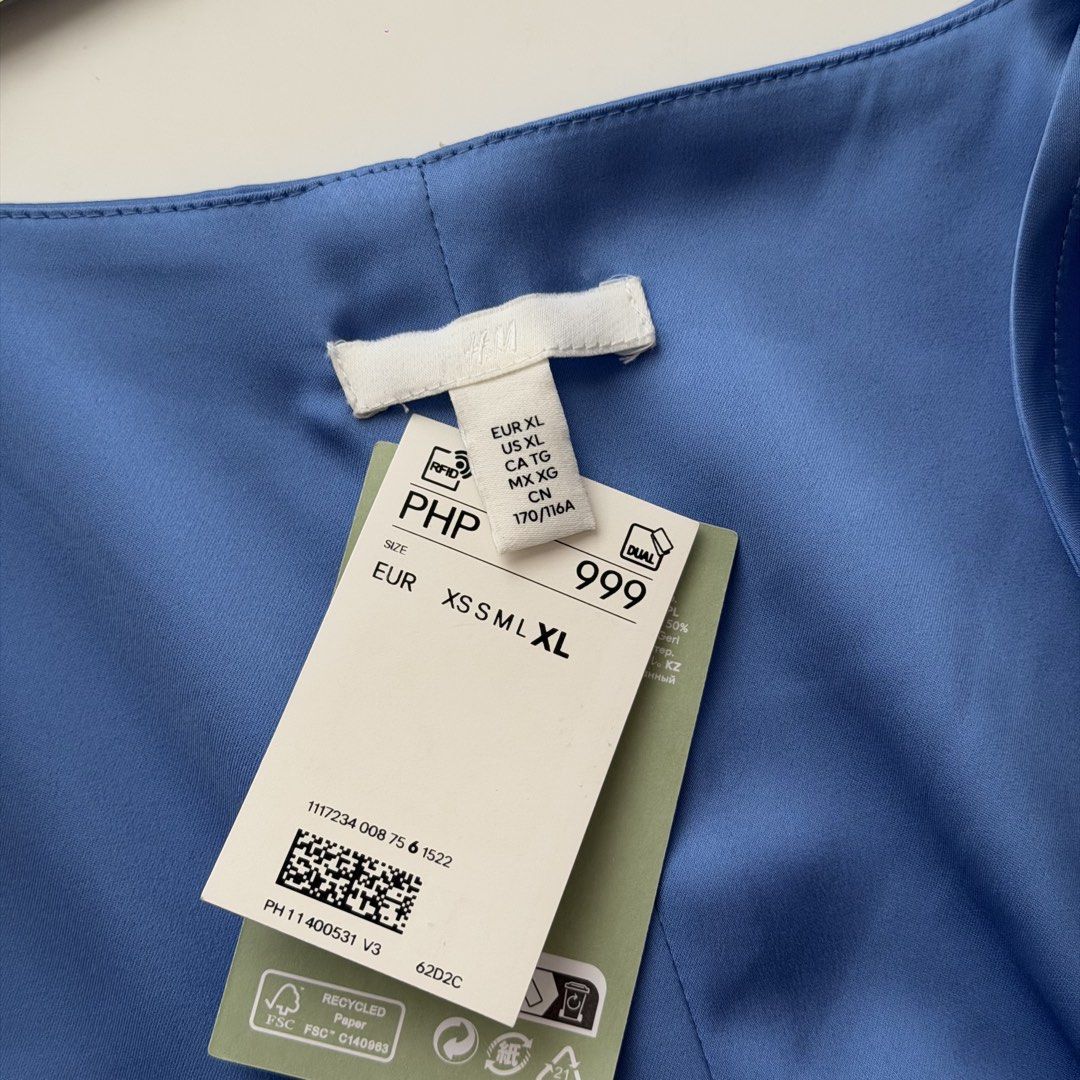 H&M Blue Satin Top (WITH TAG) (Category: Blouses) located in Las Pinas. Submitted by frances.finds (Listing ID 1459343922, Image 3). Description: - LAST PRICE - 4th photo not mine .