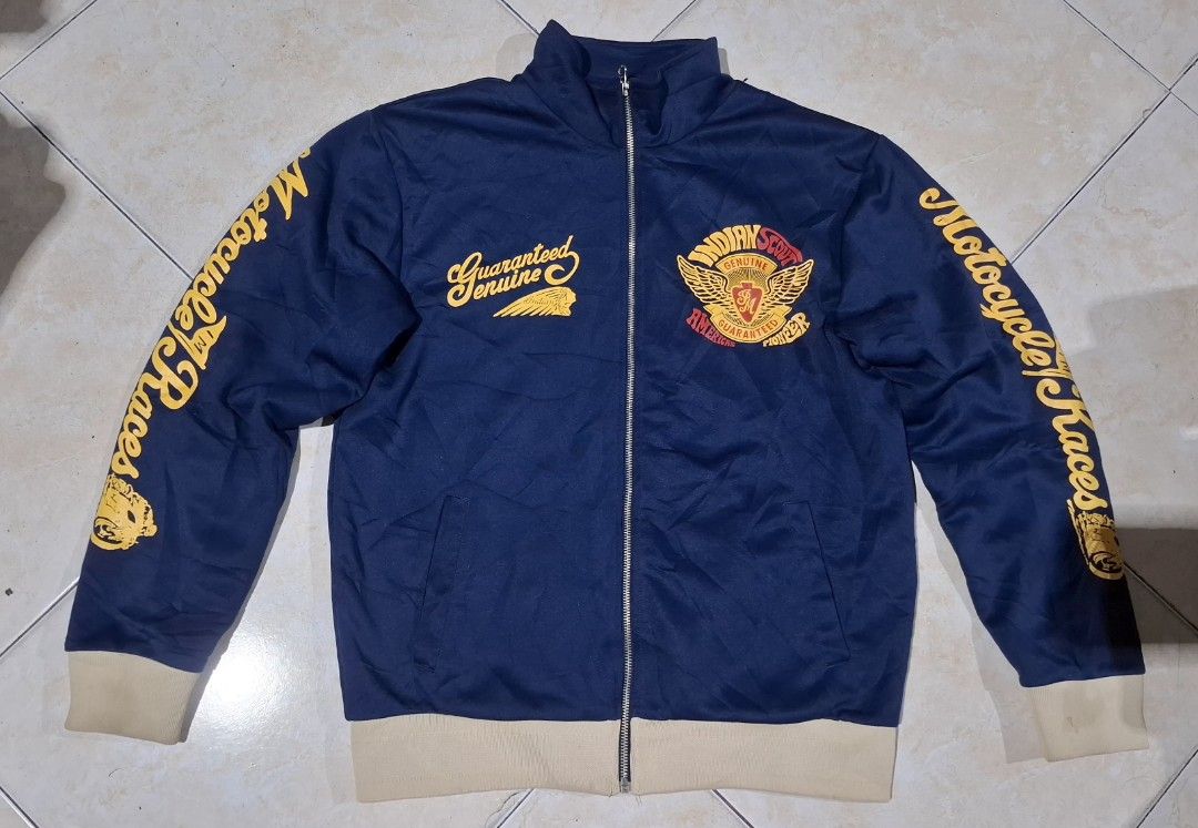 Indian biker jacket (Category: Coats, Jackets and Outerwear) located in Baguio. Submitted by thriftrot (Listing ID 1459375598, Image 1). Description: Here's a rare vintage Indian jacket In medium size Dimes onnphotos Minimal washable dirt on cuffs Excellent condition Loc. Baguio Add shipping fee.