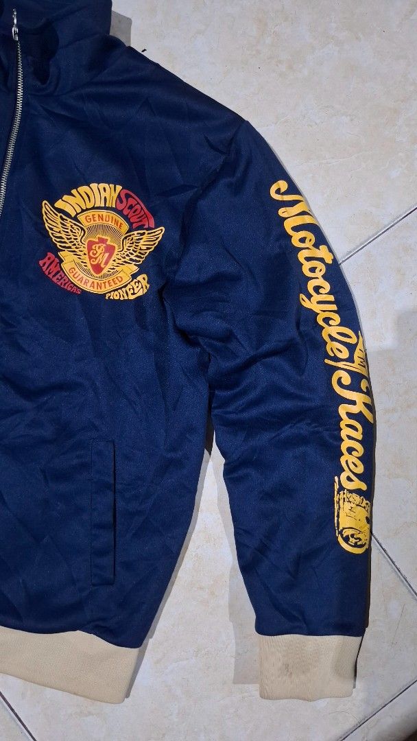 Indian biker jacket (Category: Coats, Jackets and Outerwear) located in Baguio. Submitted by thriftrot (Listing ID 1459375598, Image 3). Description: Here's a rare vintage Indian jacket In medium size Dimes onnphotos Minimal washable dirt on cuffs Excellent condition Loc. Baguio Add shipping fee.