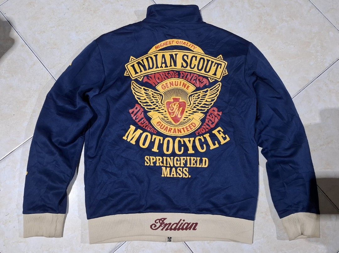 Indian biker jacket (Category: Coats, Jackets and Outerwear) located in Baguio. Submitted by thriftrot (Listing ID 1459375598, Image 2). Description: Here's a rare vintage Indian jacket In medium size Dimes onnphotos Minimal washable dirt on cuffs Excellent condition Loc. Baguio Add shipping fee.