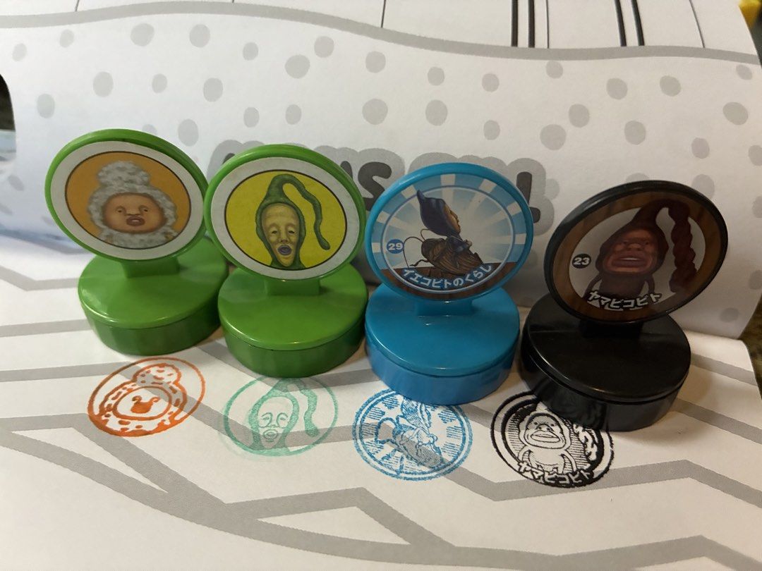 Japanese Kobito Character Stamps Set (Category: Craft Supplies & Tools) located in Cainta. Submitted by mochimochiko (Listing ID 1459309452, Image 1). Description: - Set of 4 cute character stamps from Japan - Each stamp includes its own ink pad - Ideal for journaling, scrapbooking, and decorating - Features fun and quirky character designs - Great addition to your crafting supplies.
