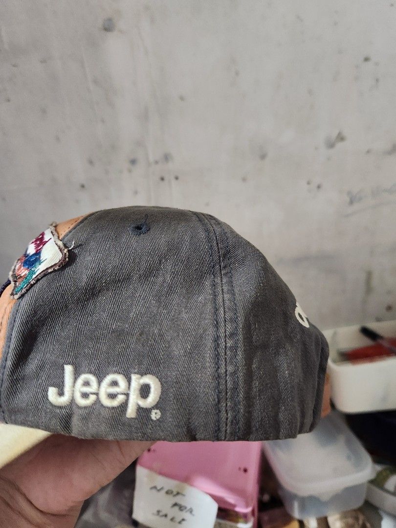 Jeep Authentic Capability Adventure Cap (Category: Caps & Hats) located in Quezon City. Submitted by amber___18 (Listing ID 1459359119, Image 3). Description: - Authentic Jeep cap - Features "Authentic Capability" and "Defining peak performance" patches - Back reads "Life Your Own Adventure" - Adjustable strap for a comfortable fit - Ideal for outdoor activities and everyday casual wear.