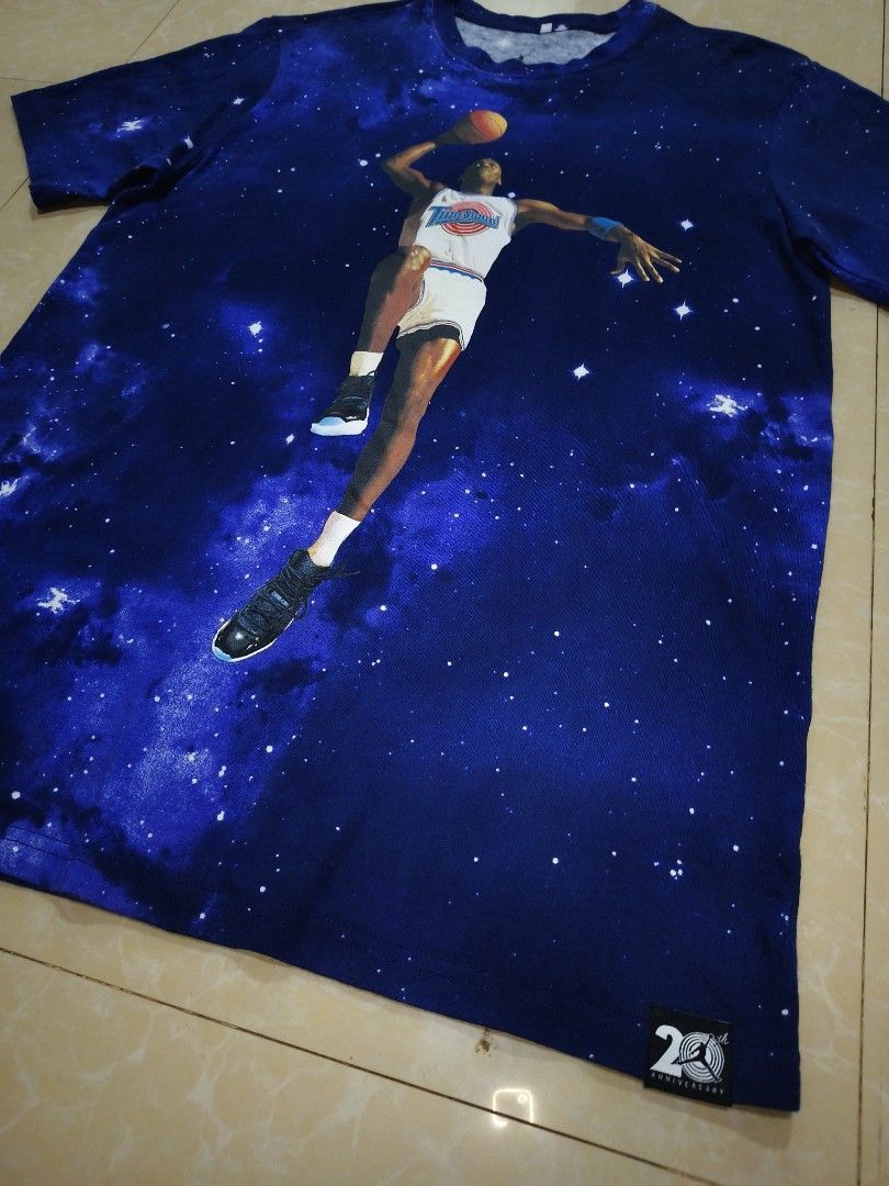 Jordan Space Jam T-Shirt Galaxy Print (Category: Tshirts & Polo Shirts ) located in Manila. Submitted by purefire-477a (Listing ID 1459352764, Image 3). Description: - Cool graphic tee featuring Michael Jordan in Space Jam. - All-over galaxy and star print. - Statement piece. - Size: Medium (M). - Ideal for basketball and Jordan fans. - Unique and eye-catching design..