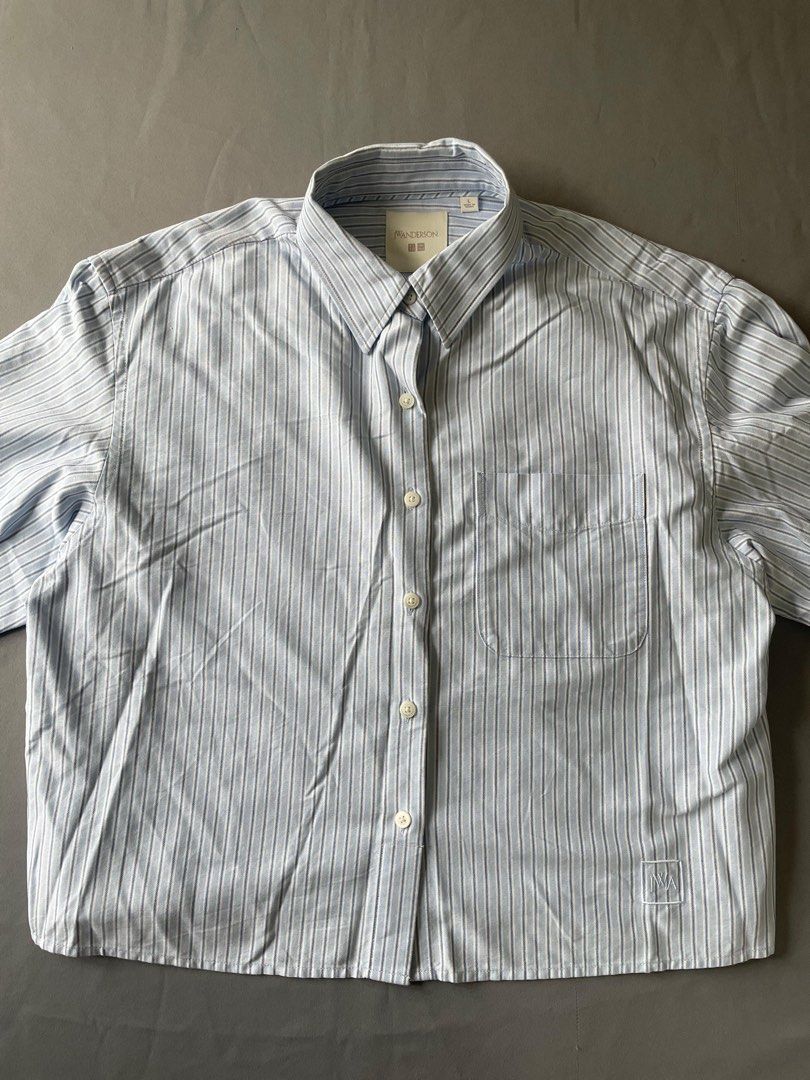 JWA Oxford Boxy Shirt (Stripe) (Category: Coats, Jackets and Outerwear) located in Subic. Submitted by beanzeeen (Listing ID 1459314964, Image 2). Description: Light Blue: Large on Tag Condition 10/10 🏷️750 plus shipping fee MOP: GCash payment first.