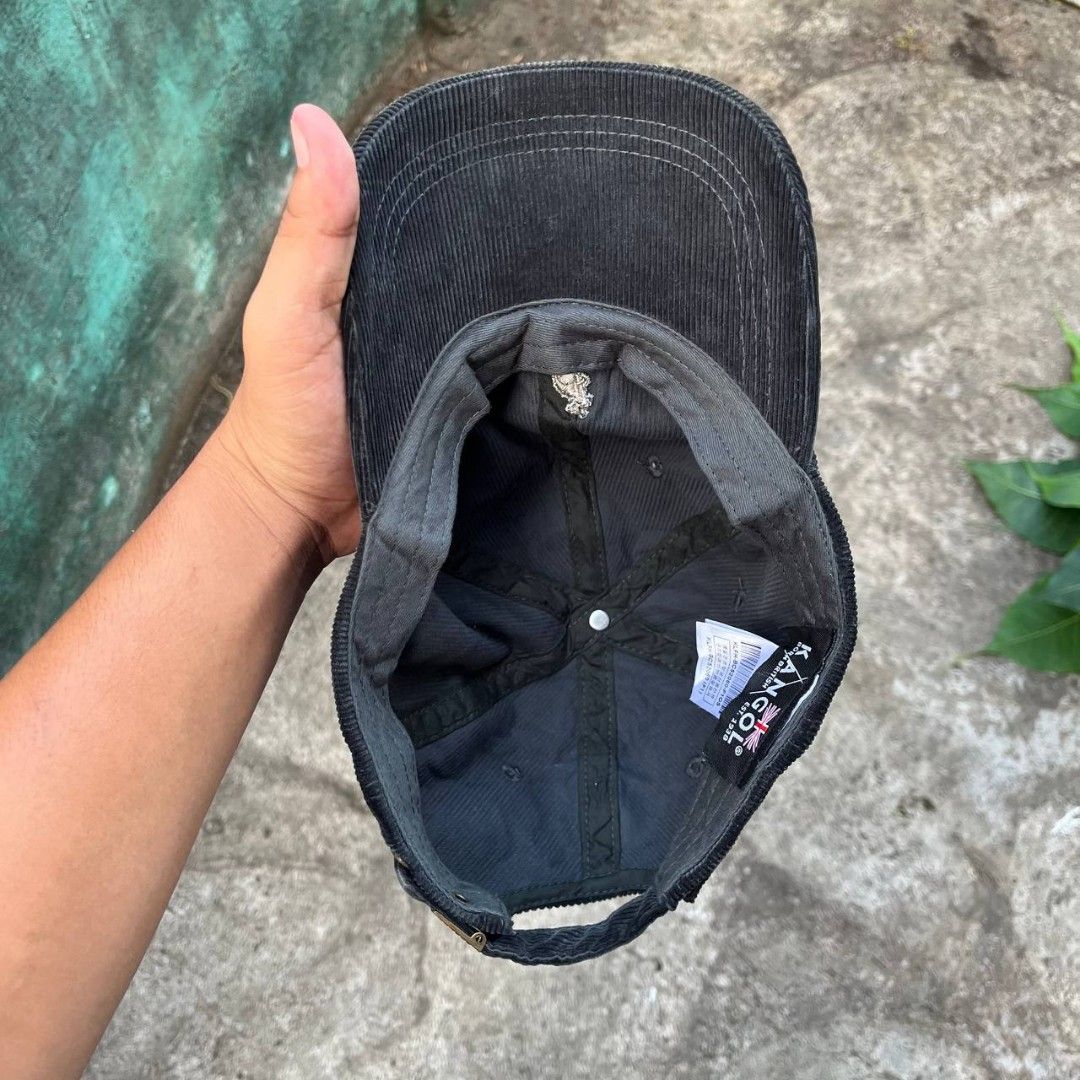 Kangol Corduroy y2k Cap (Category: Caps & Hats) located in Cebu City. Submitted by royalwolf-2a85 (Listing ID 1459376160, Image 3). Description: - Classic Kangol corduroy cap - Dark grey color - ONE SIZE FIT ALL - Iconic embroidered kangaroo logo on front - Adjustable strap at the back for a custom fit - Ideal for everyday wear - Simple and stylish design - EXCELLENT CONDITION - NO HIDDEN ISSUE .