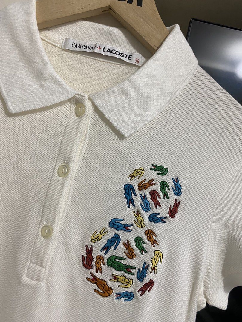 Lacoste multi logo poloshirt (Category: Others Tops) located in Santa Maria. Submitted by jordangail (Listing ID 1459383168, Image 3). Description: Lacoste x campanas poloshirt Multi logo 26 logo nya :) 36 on tag 17x23 Off white 9.9/10 Excellent No issue Mine na Gcash Lbc Jnt God bless .