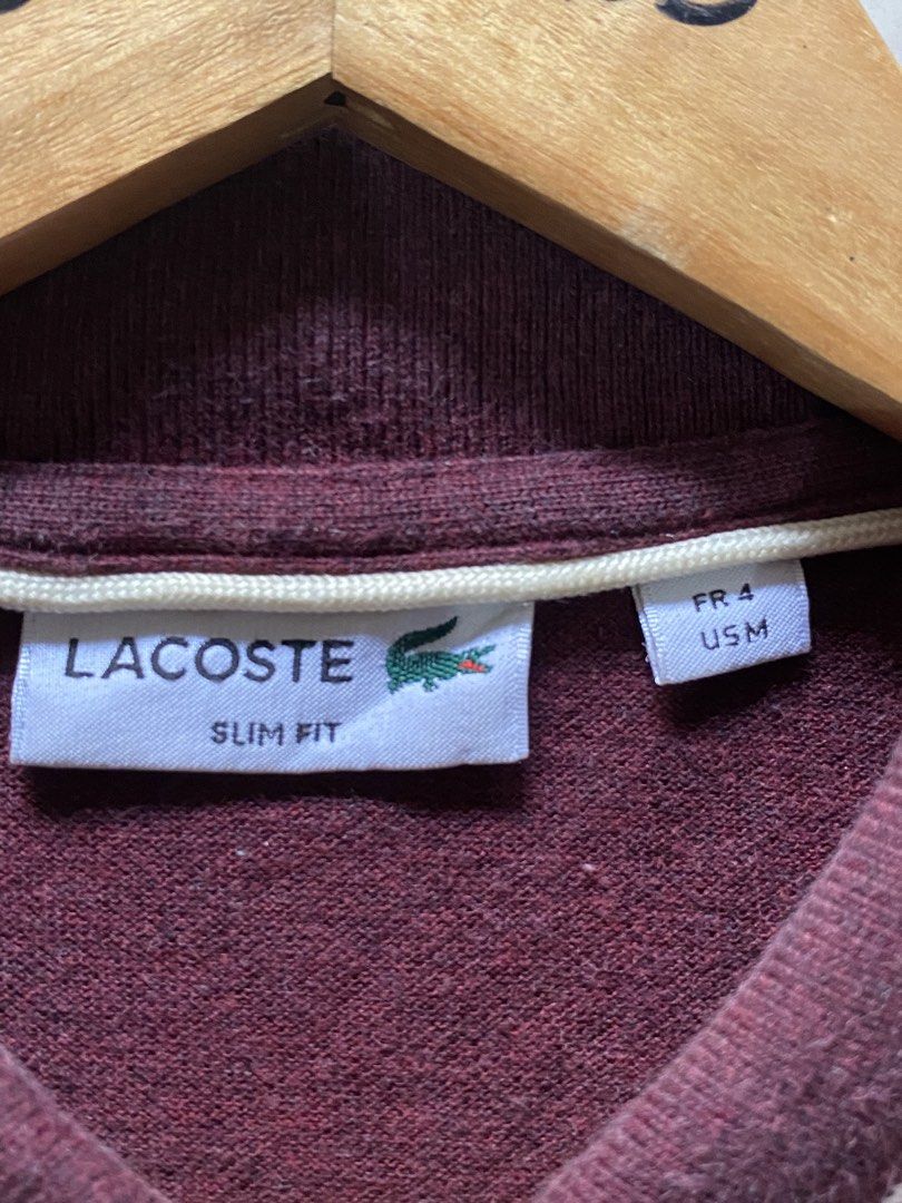 Lacoste Polo Shirt (Category: Tshirts & Polo Shirts ) located in Quezon City. Submitted by janrey0402 (Listing ID 1459292301, Image 3). Description: Color: Maroon Size 4 Slim Fit Dimensions 19 Width x 27 Length Authentic Complete Tags Excellent Condition Color Rate 9.5/10 or better No Issue.