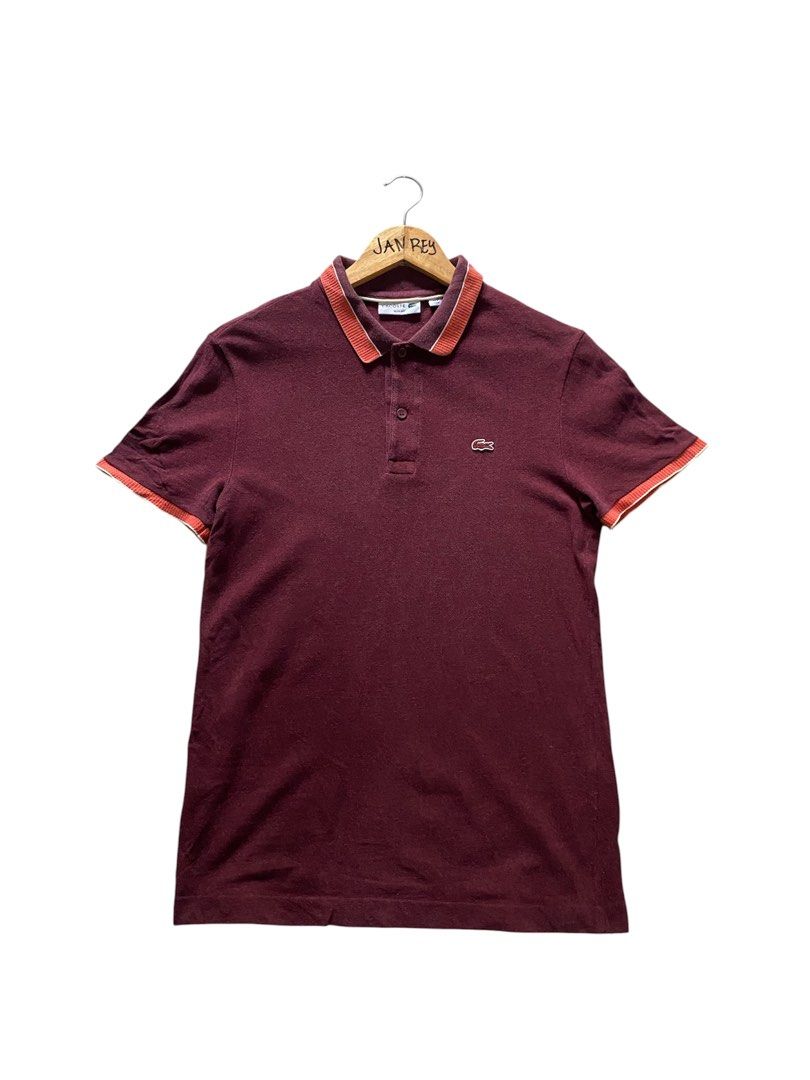 Lacoste Polo Shirt (Category: Tshirts & Polo Shirts ) located in Quezon City. Submitted by janrey0402 (Listing ID 1459292301, Image 1). Description: Color: Maroon Size 4 Slim Fit Dimensions 19 Width x 27 Length Authentic Complete Tags Excellent Condition Color Rate 9.5/10 or better No Issue.