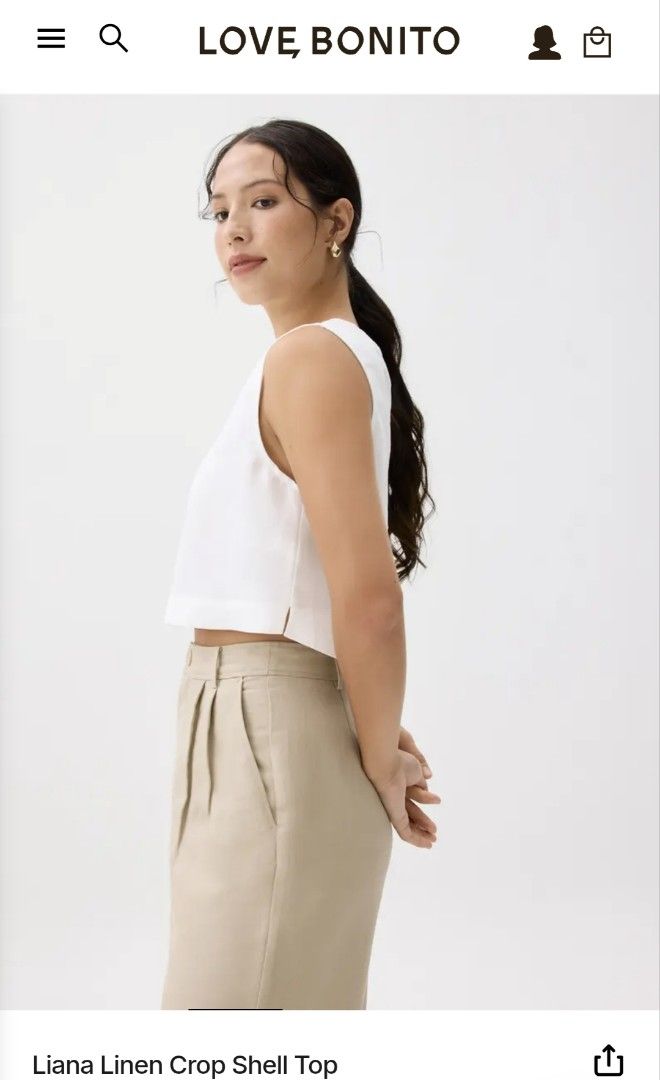 Liana Linen Crop Shell Top (Category: Others Tops) located in Caloocan City. Submitted by retroscentsnfinds (Listing ID 1459419957, Image 2). Description: Ask your seller for delivery. Stay safe at home..