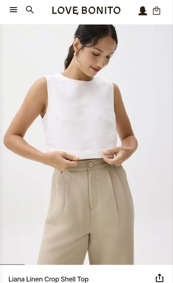 Liana Linen Crop Shell Top (Category: Others Tops) located in Caloocan City. Submitted by retroscentsnfinds (Listing ID 1459419957, Image 1). Description: Ask your seller for delivery. Stay safe at home..