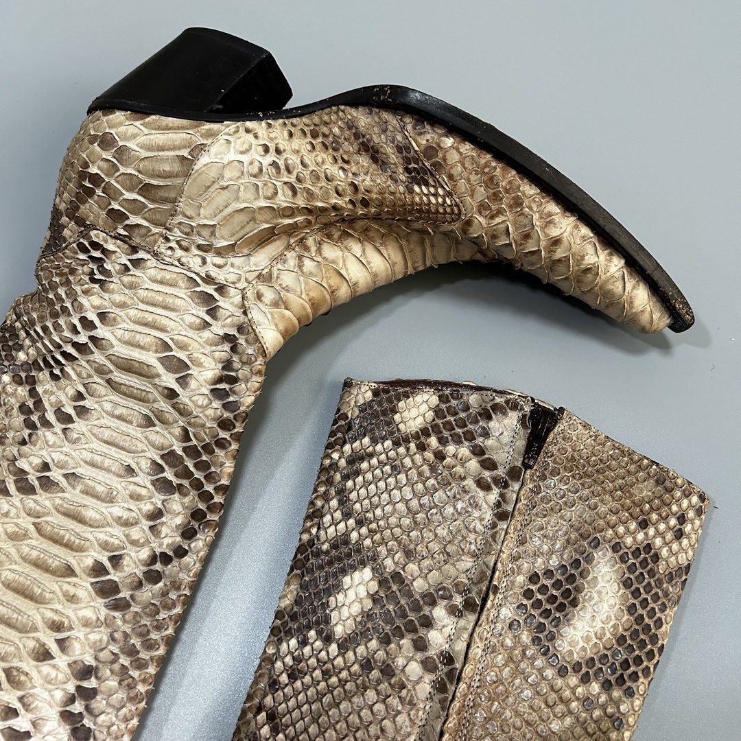 Marilena Snake skin Boots (Category: Boots) located in Pandi. Submitted by davidsorianooo917 (Listing ID 1459425945, Image 2). Description: Marilena Snake skin Boots Made in italy In Excellent Condition Sign of usage Size 38 womens 📍Pandi Bulacan.