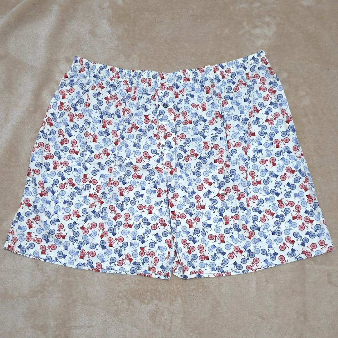 MAXWEAR Boxer Shorts 4X-Large Bicycle Print (Category: Sleep and Loungewear) located in Las Pinas. Submitted by monmonish (Listing ID 1459355401, Image 1). Description: - Brand: MAXWEAR - Size: 4X-Large - Design: Fun all-over bicycle print in red and blue - Features: Elastic waistband for a relaxed fit - Perfect for: Lounging and a good night's sleep - Material: Soft fabric Never been used, but washed once *Actual color may vary due to lighting.