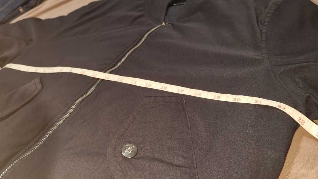 MN+LA Black Bomber Jacket (Category: Coats, Jackets and Outerwear) located in Las Pinas. Submitted by rancorcoleski (Listing ID 1459407360, Image 3). Description: LAID FLAT MEASUREMENTS (inches): Pit to pit: 23 Shoulder width: 19 Body length: 25 Sleeve length: 24 - Like new, fresh from laundry - Used once - Open for offers, let's talk. Terms & Conditions: No refunds, no returns. Make sure this item fits you/is compatible. Payment via BDO or GCASH