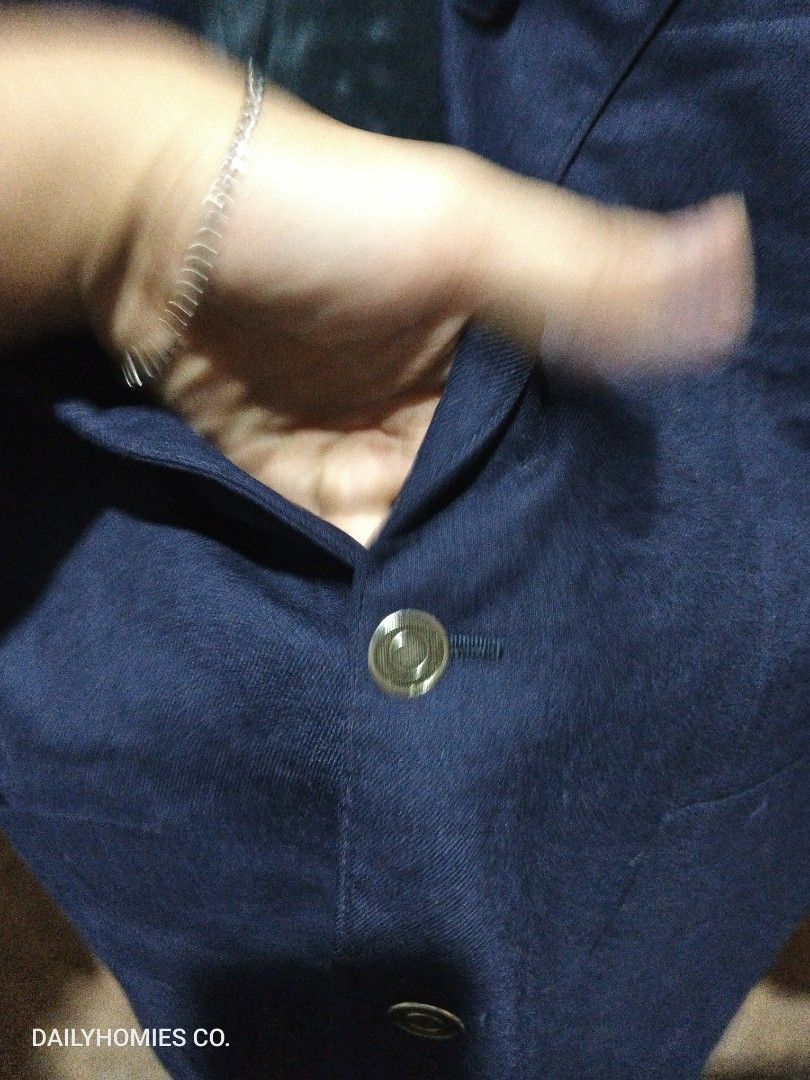 Navy Blue Coat Moores Brand Size 36 (Category: Coats, Jackets and Outerwear) located in Manila. Submitted by dailyhomiescollection (Listing ID 1459435693, Image 2). Description: pin hole back left shoulder.