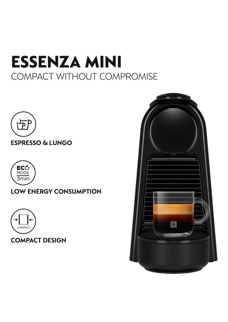 Nespresso Essenza Mini Coffee Machine (Category: Coffee Machines & Makers) located in Manila. Submitted by thechecklistph (Listing ID 1459432888, Image 2). Description: - Nespresso Essenza Mini Coffee Machine - Color: Black - Compact and space-saving design - Very easy to operate - Great for small kitchens or dorms - no pods included - 1 week warranty - brand new unit from UAE - limited stocks only Pick up or shipping c/o buyer coffee at home.