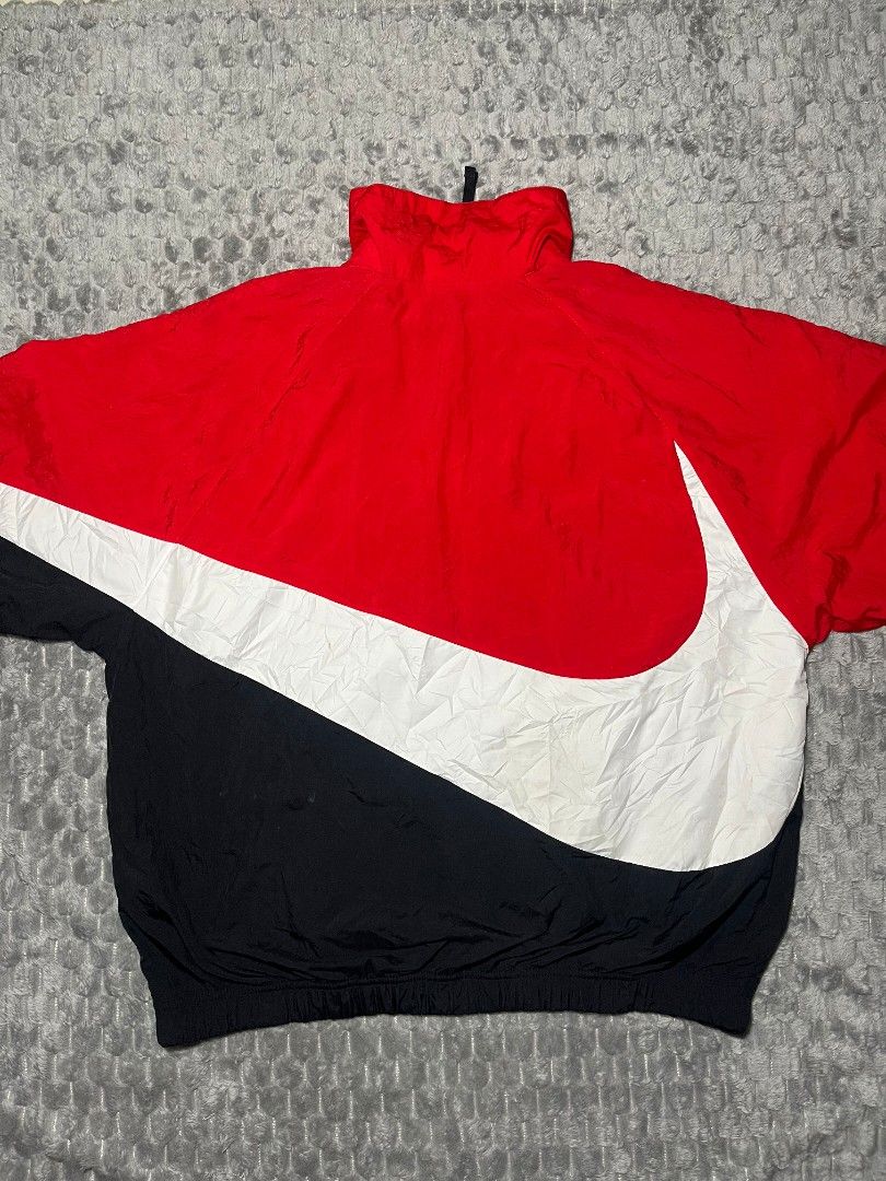 Nike tritone Big Swoosh Windbreaker Jacket (Category: Coats, Jackets and Outerwear) located in Cagayan de Oro. Submitted by smoothstyle (Listing ID 1459343185, Image 3). Description: Nike tritone Big Swoosh Windbreaker Jacket Excellent condition 9.5/10 color rate Size : XXL Dimes: 27x27.5 need wash.