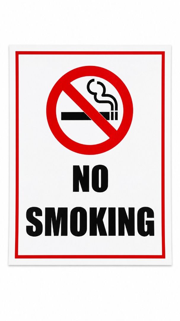 No Smoking Sticker Safety Signage (Category: Industrial Equipment) located in Manila. Submitted by townlites (Listing ID 1459312192, Image 2). Description: Paper Sticker Ideal for Indoor use KEEP YOUR AREA SMOKE FREE: This "No Smoking" sign serves as a clear and direct reminder that civilians are in a no smoking zone and must comply. It's an effective way to keep your air clean & smoke free. Portrait size: 22cm x 16cm Landscape size: 26cm x 14cm 