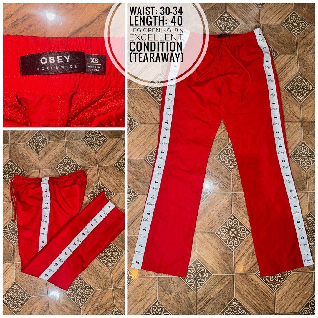 Obey Track Pants (Category: Joggers) located in Taguig. Submitted by jayveealfaro12 (Listing ID 1459407744, Image 1). Description: Sizes and Condition indicated at the photo description.
