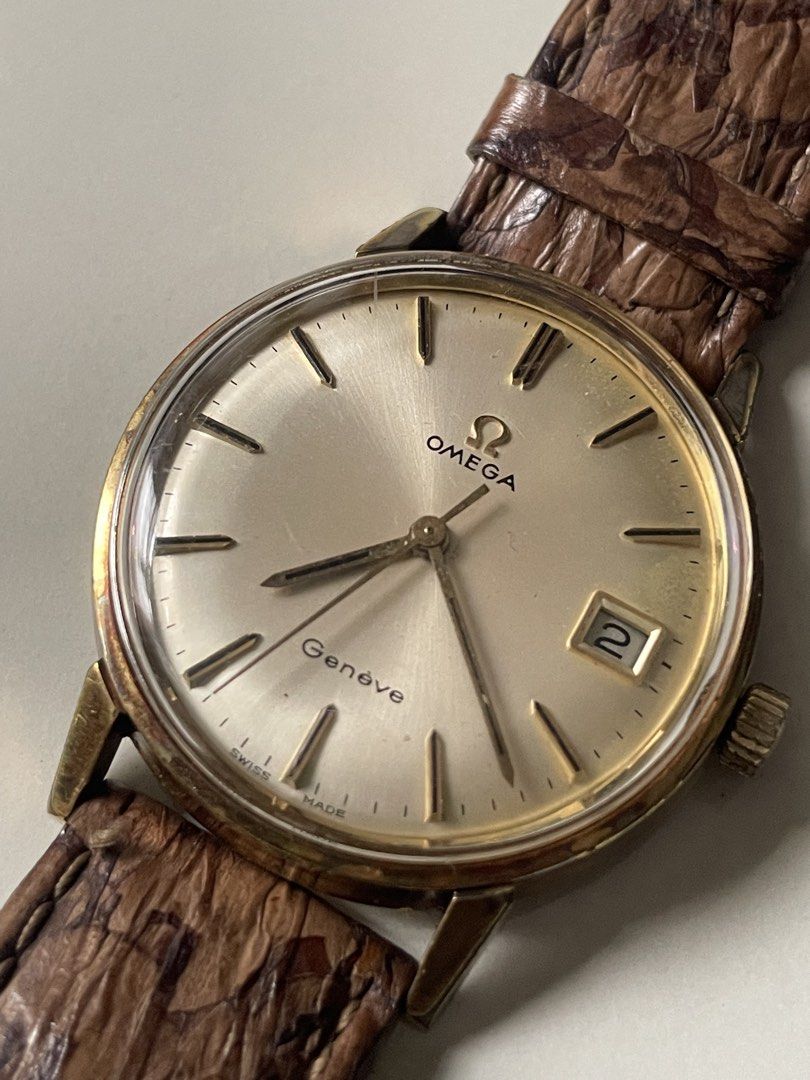 Omega Geneve (Category: Luxury Watches) located in Taguig. Submitted by j_watches007 (Listing ID 1459468519, Image 3). Description: Vintage Omega Geneve watch Omega Geneve Swiss Made 613 Champagne dial with date window Gold-plated case 34mm Replacement Leather, Buckle “Watch Only .