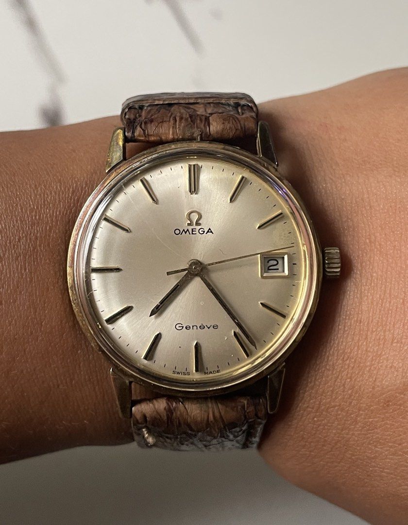 Omega Geneve (Category: Luxury Watches) located in Taguig. Submitted by j_watches007 (Listing ID 1459468519, Image 1). Description: Vintage Omega Geneve watch Omega Geneve Swiss Made 613 Champagne dial with date window Gold-plated case 34mm Replacement Leather, Buckle “Watch Only .