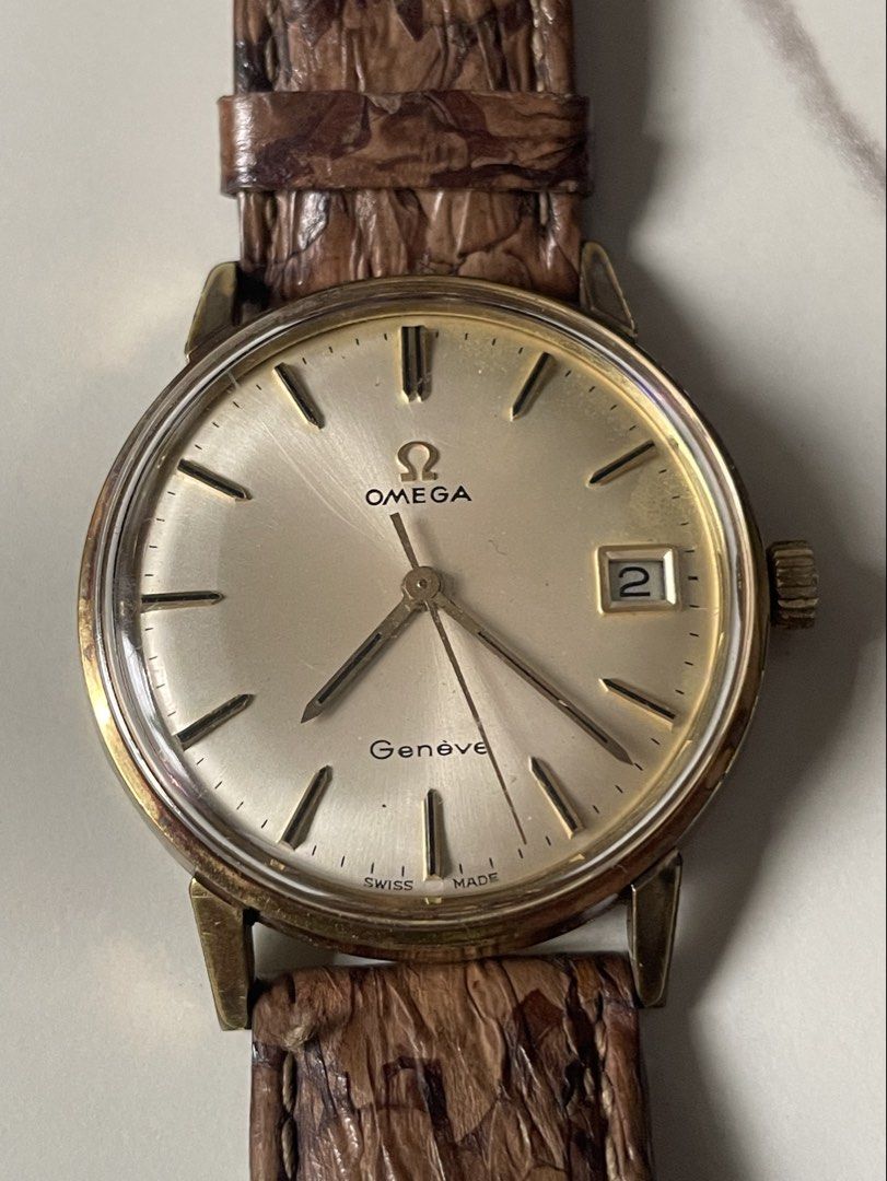 Omega Geneve (Category: Luxury Watches) located in Taguig. Submitted by j_watches007 (Listing ID 1459468519, Image 2). Description: Vintage Omega Geneve watch Omega Geneve Swiss Made 613 Champagne dial with date window Gold-plated case 34mm Replacement Leather, Buckle “Watch Only .
