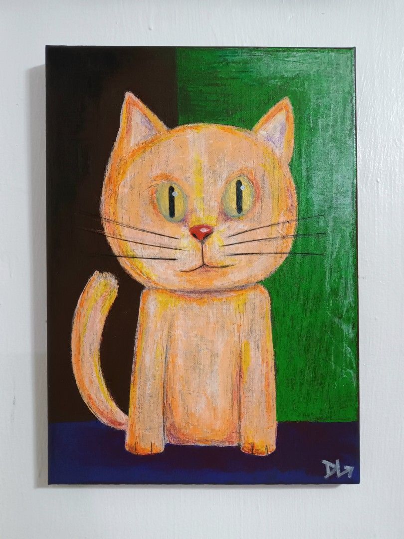 Orange Cat Acrylic Painting (Category: Art & Prints) located in Bacoor. Submitted by clutterodon (Listing ID 1459457064, Image 1). Description: "FEED ME" 10 x 14 in Acrylic on Canvas Varnished Ready to Hang No frame.