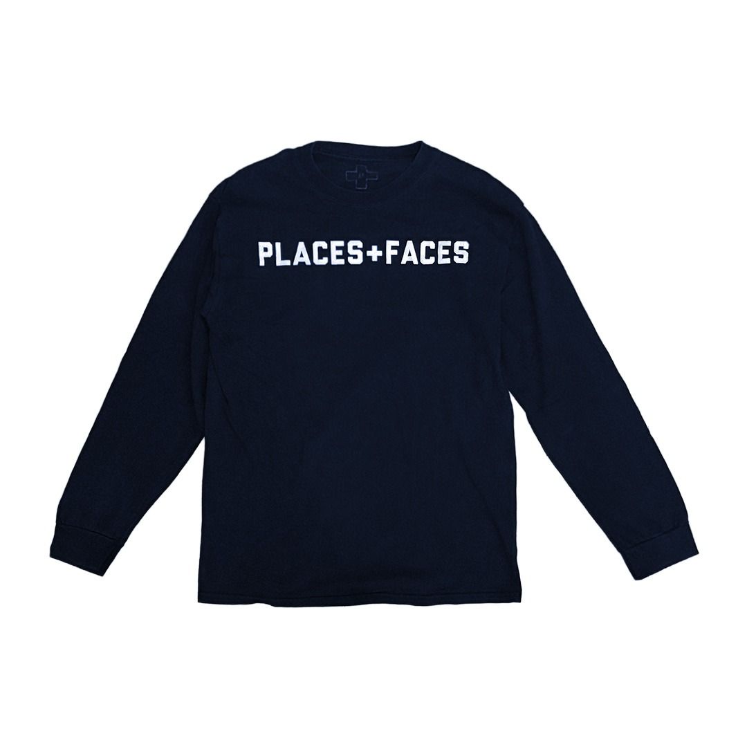 PLACES+FACES Long Sleeve T-Shirt (Category: Tshirts & Polo Shirts ) located in Taguig. Submitted by cocoas_closet (Listing ID 1459395616, Image 1). Description: Places + Faces Long Sleeve Well-used Places + Faces long sleeve with normal signs of wear (cracking print) from previous use. Please refer to the photos for the exact condition. Size: M Condition: 6/10 — Well Used Measurements: • Pit-to-pit: 19.5" • Length: 27.5" • Sleeve length: 22.5" RF