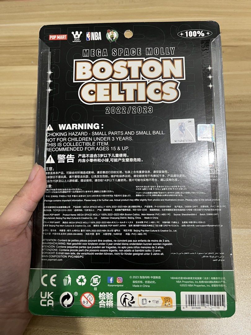 POP MART NBA Mega Space Molly Boston Celtics (Category: Designer & Blind Box Toys) located in Paranaque City. Submitted by amdrs (Listing ID 1459329042, Image 2). Description: - POP MART NBA Mega Space Molly Figure - Boston Celtics Edition (2022/2023 Season) - Brand new, sealed in original packaging - Ideal collectible for NBA and Molly fans.