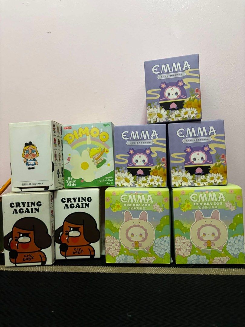 Popmart crybaby dimoo emma bulk (Category: Designer & Blind Box Toys) located in Cabuyao City. Submitted by ophelia.closet (Listing ID 1459334785, Image 1). Description: Selling 1 lot for 2k only Decluttering Notes: Nawala yung dalawang card ng cbb so may element of surprise ka pa din HAHAHAHAHA OPENED sa bottom pero sealed pa din inside Emma all opened for checking only 📍laguna J&t Bpi gcash mari.