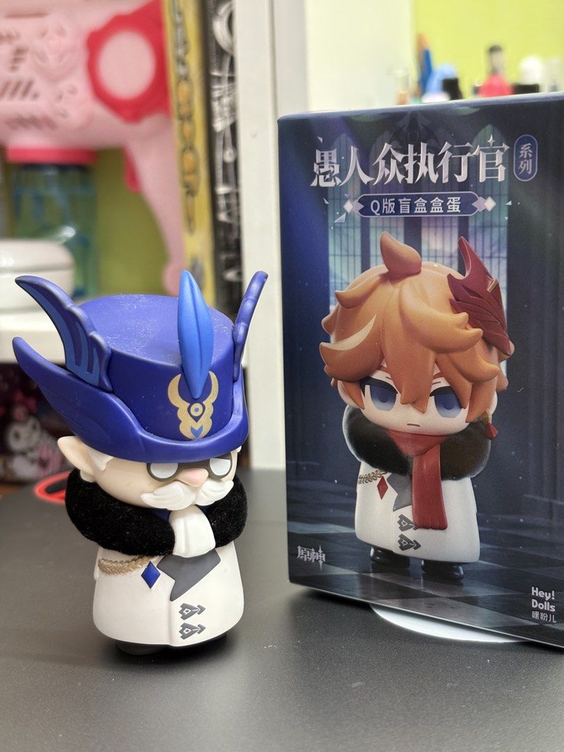 PULCINELLA CONFIRMED - Genshin Fatui Blind Box (Category: Designer & Blind Box Toys) located in Taguig. Submitted by yoimiyakisses (Listing ID 1459420778, Image 1). Description: confirmed pulcinella the rooster figure listing by @yoimiyakisses on carousel | @onedge.ph on ig •unsealed, with card • if ratio bought with dottore, ₱400 each (total of ₱800 + sf) other characters available: ❄️ SIGNORA (secret) - 2,500 ❄️ PANTALONE - 700 ❄️ random unopen