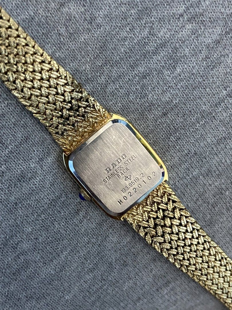 Rado Conway Art Deco (1980's) (Category: Luxury Watches) located in Manila. Submitted by iskotingti36811 (Listing ID 1459327958, Image 2). Description: FOR SALE Rado Conway Art Deco Tank Watch (1980's) (Goldflakes Dial) Embodying a charming blend of retro minimalism and classic jewelry design, this dainty Rado timepiece presents an elegant aesthetic tailored for formal or casual wear. Its refined architecture serves as an exquisite, versatile wri