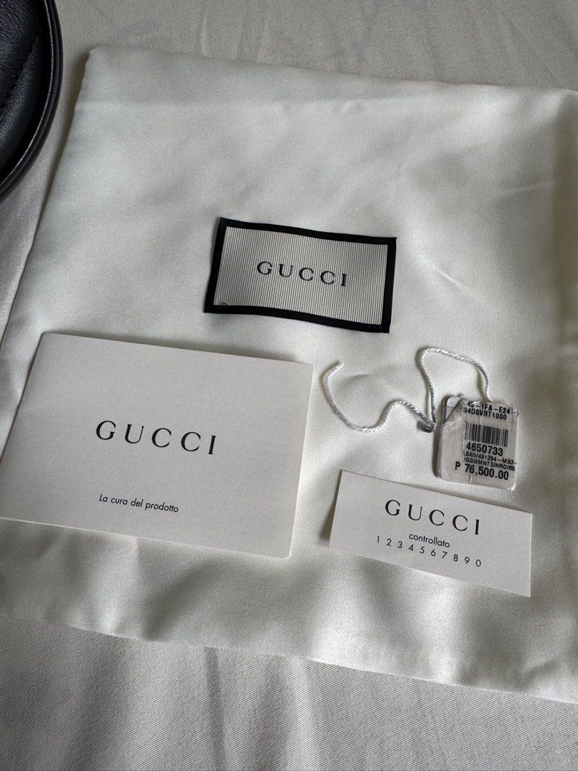 RARE 💯 Authentic Gucci Marmont Belt Bag (Category: Luxury Bags & Wallets) located in Makati City. Submitted by eucccuy (Listing ID 1459487620, Image 2). Description: RARE! This is the small size belt bag not the common mini so it fits the iphone pro max models perfectly (see photos for reference) Bought locally but selling low because the belt is a replacement already Comes with Dustbag, Care cards, & tag DM for queries!.